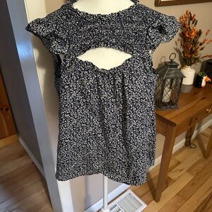 Old Navy Navy Blue Floral Blouse